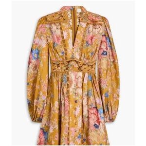 Zimmerman lace floral linen mini dress